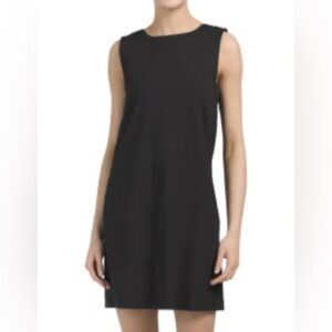 Theory Linen Sleeveless Didianne Shift Mini Dress with Pockets Black Size 8
